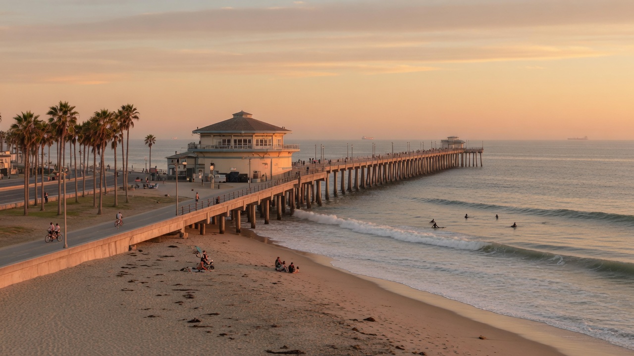 Huntington Beach Pier at sunset